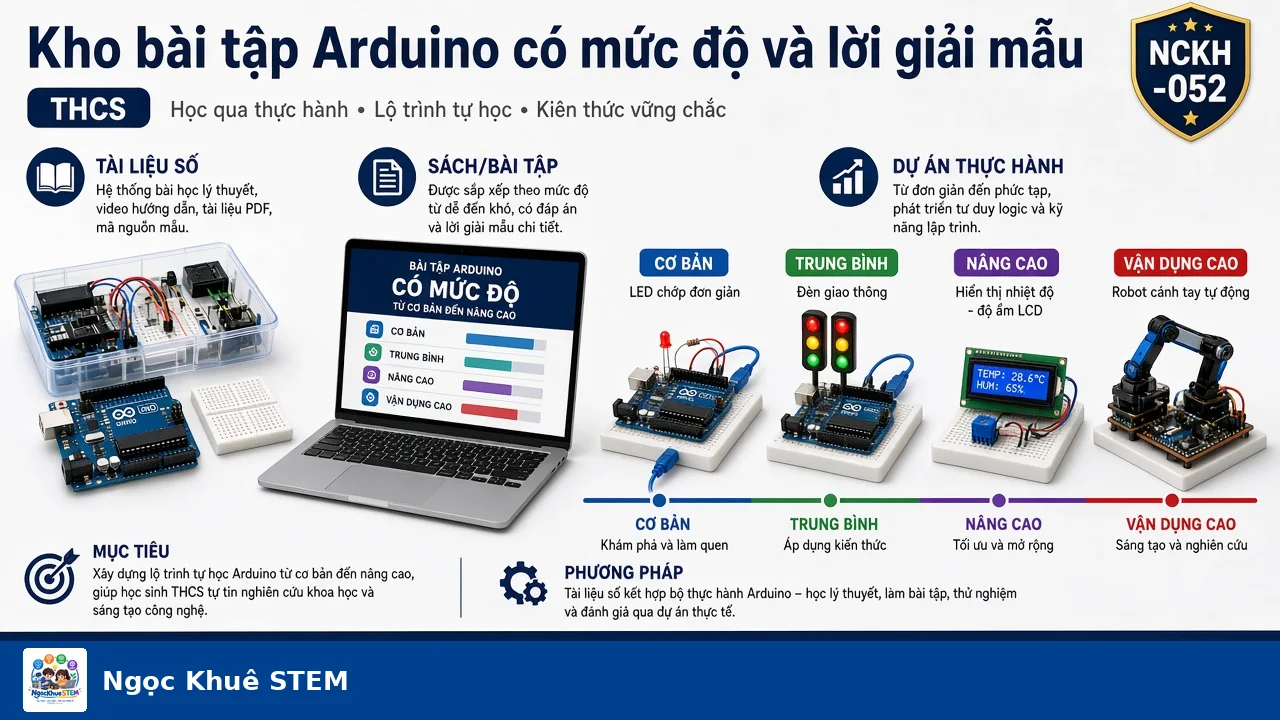 Kho bài tập Arduino có mức độ và lời giải mẫu